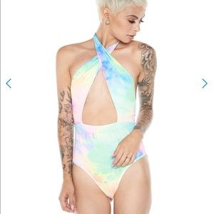 Iheartraves rainbow halter bodysuit